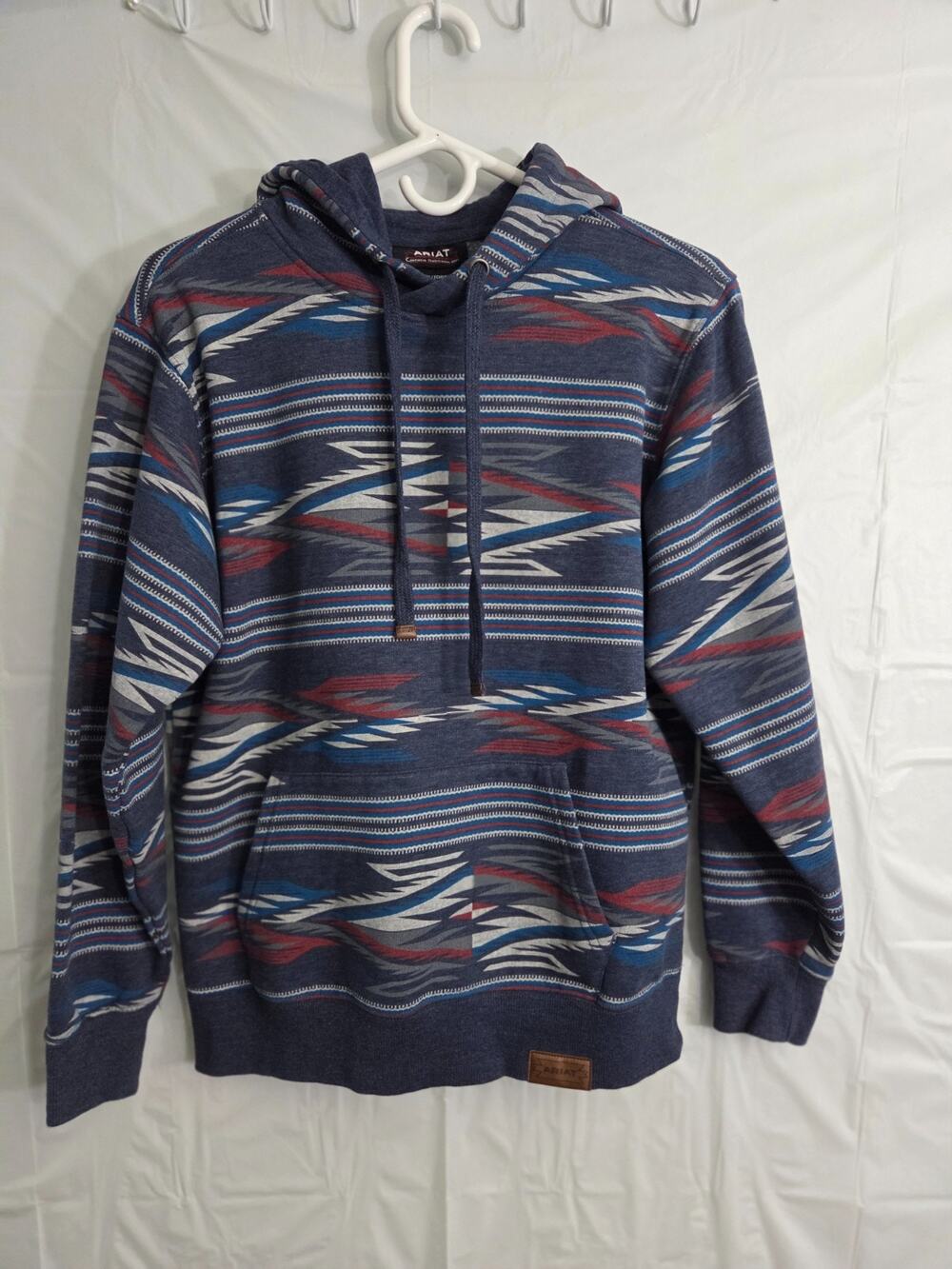 Ariat Chimayo Womans Pullover Hoodie Size Small Blue Aztec Southwestern Print